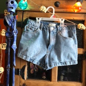 High waisted denim mom jean shorts